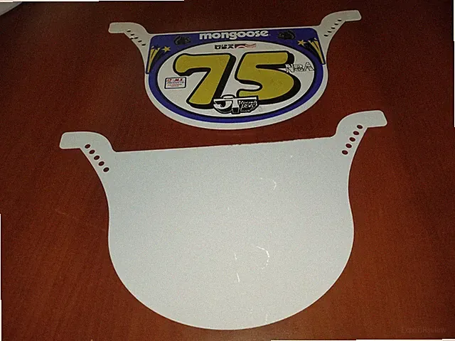 BLANK BMX NUMBER PLATE RACE NUMBER PRO PLATE STYLE Old School BMX WHITE PLASTIC