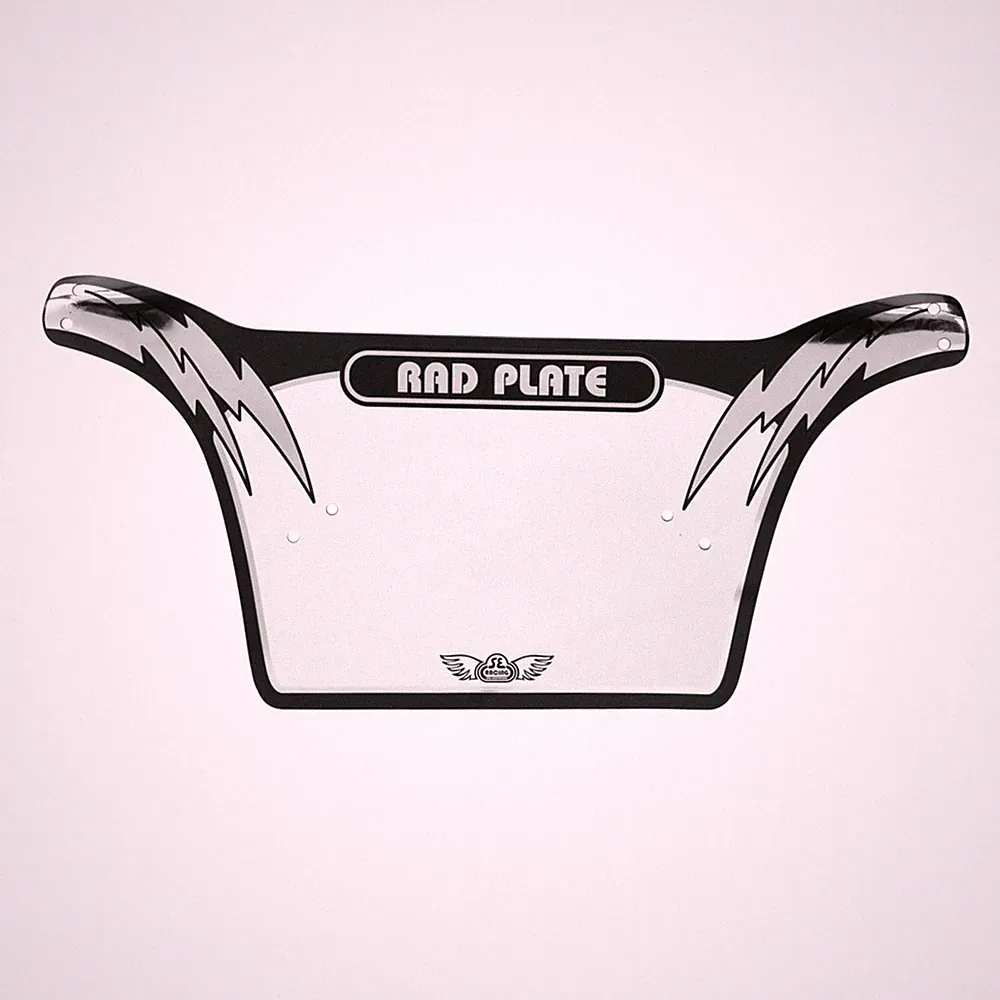 SE Bikes Rad Number Plate Black/Silver - BMX Cruiser Style, Durable Plastic
